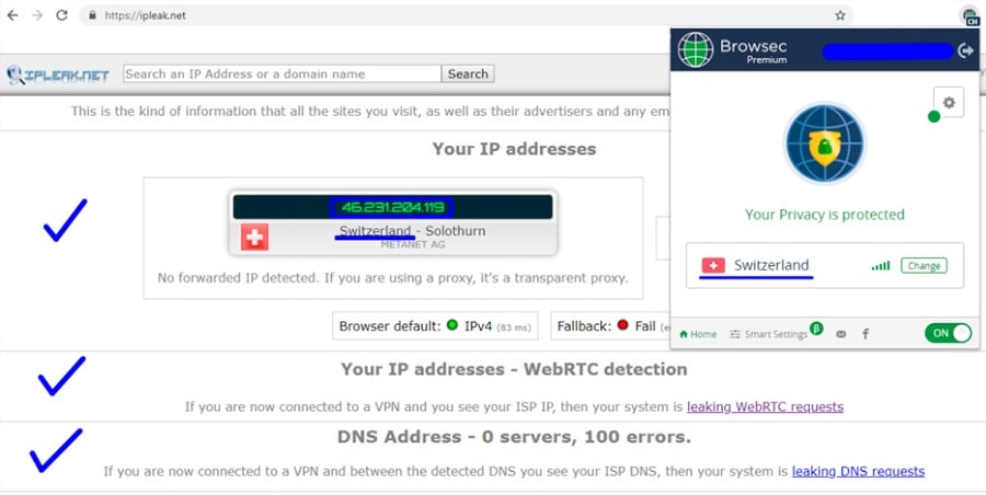 Безопасность Browsec VPN